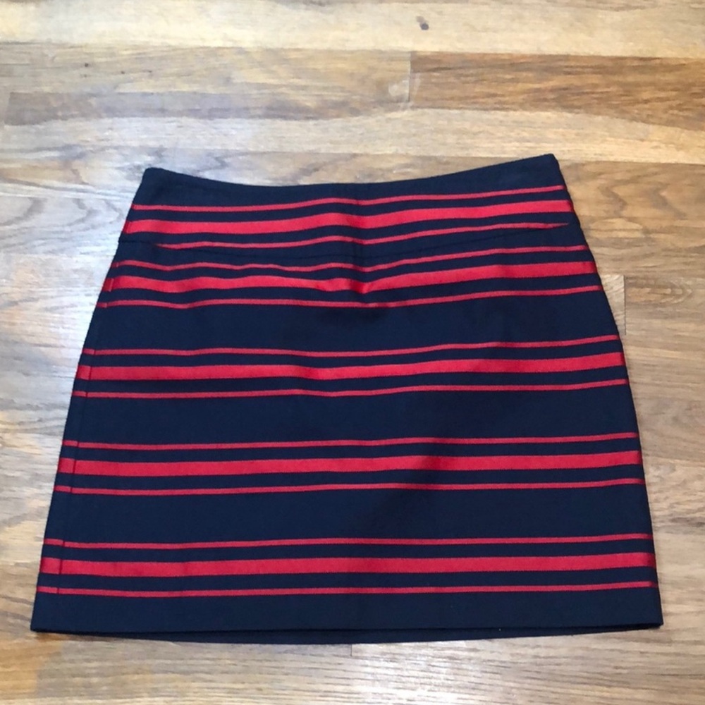 LOFT Red and Blue Mini Skirt